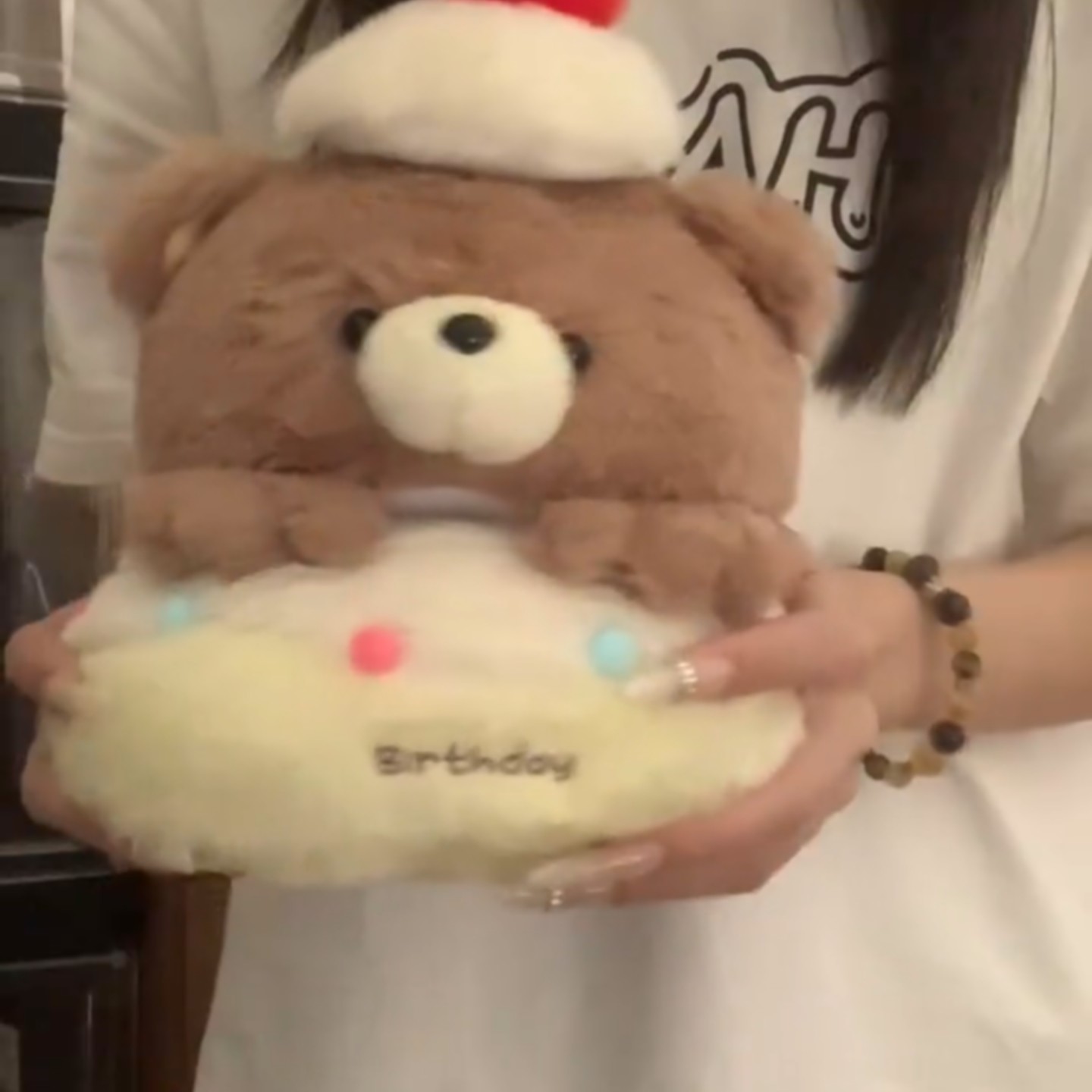 【现货】拉开小熊蛋糕毛绒玩具生日快乐抽拉玩偶公仔礼物生日礼物