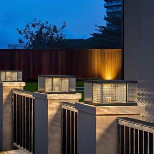 太阳能柱头灯户外防水墙头庭院灯四方现代别墅大门花园围墙柱子灯