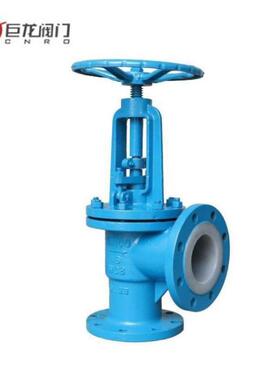 上海巨龙衬氟角式截止阀J44F46-16C手动衬四氟法兰截止阀