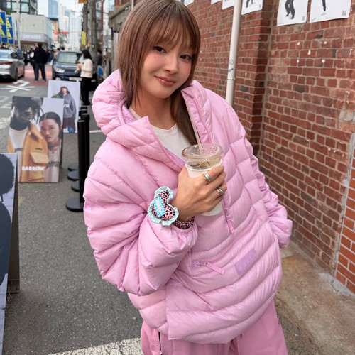 David Micro Down Half Zip Hooded美式连帽徽标半拉链轻薄羽绒服