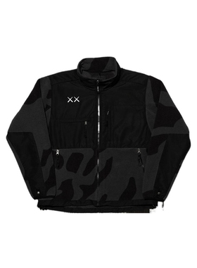 Amor联名kaws款FW22印花拼色抓绒长袖立领夹克男女同款