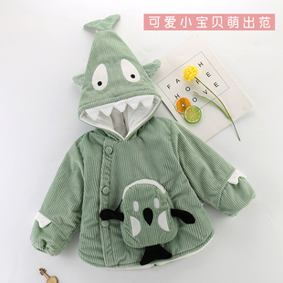 儿童罩衣加棉宝宝反穿衣婴幼儿加厚倒穿衣男女童护衣连帽罩褂棉袄