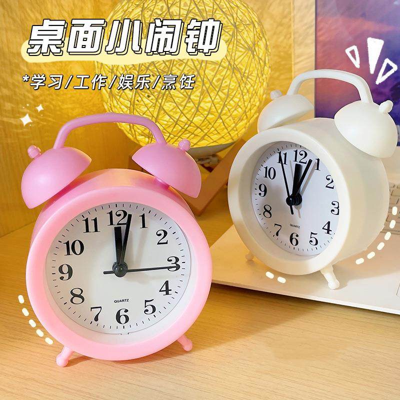 闹钟家用圆形床头学生儿童起床闹钟现代简约桌面装饰台钟懒人时钟