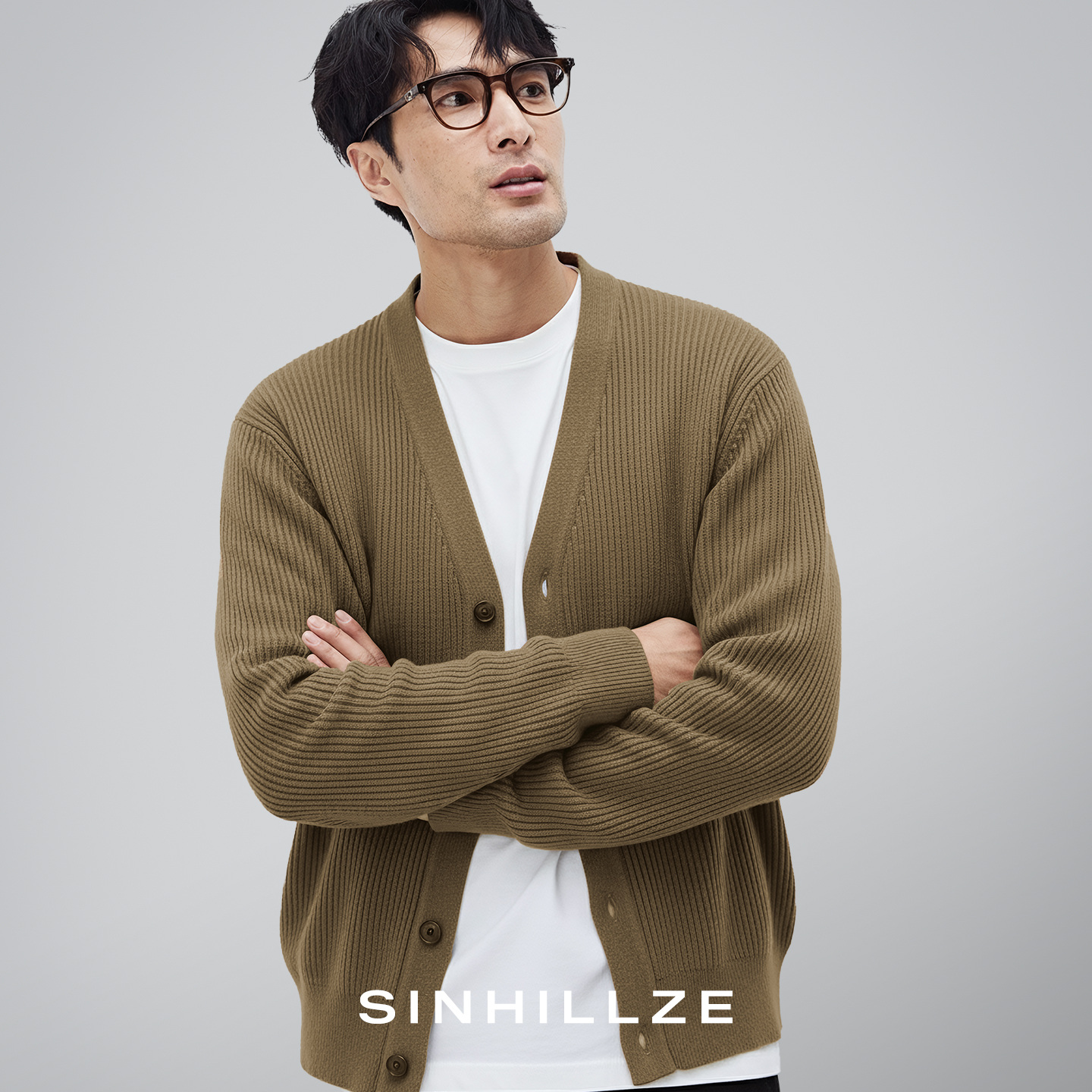 轻奢高级感竖纹针织开衫男秋冬季复古高端针织毛衣厚款宽松休闲风