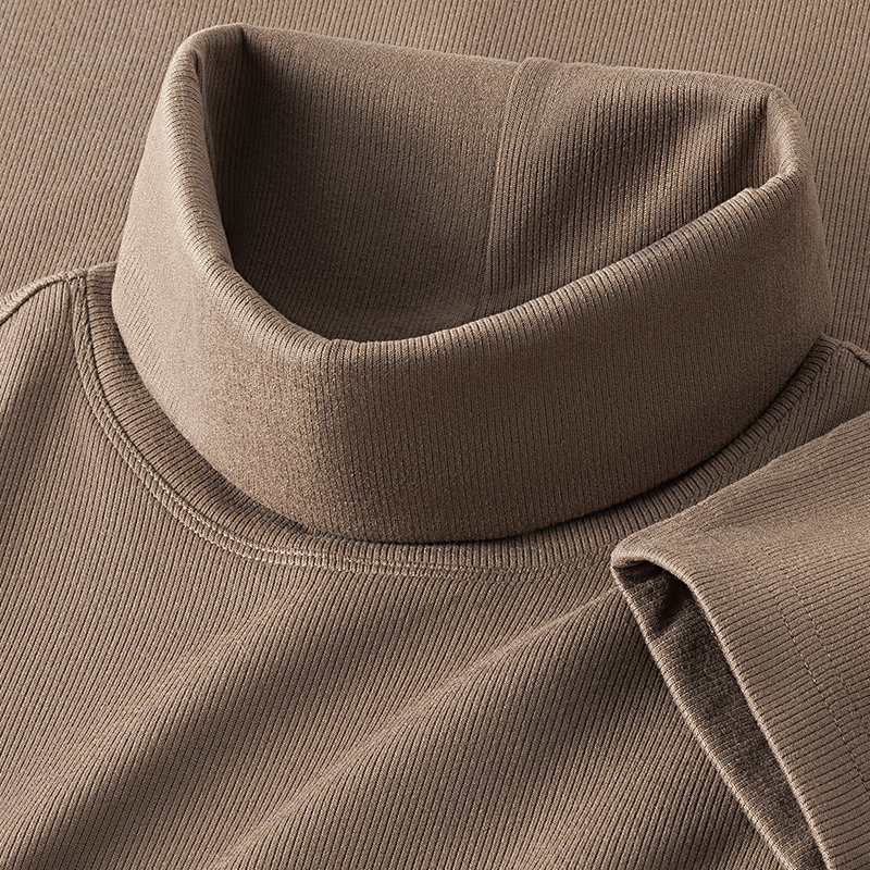 轻奢竖纹双面绒高领打底衫男士秋冬保暖内搭高端长袖T恤加绒加厚