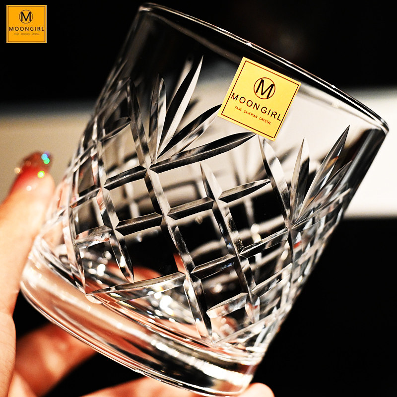 MOONGIRL纯手车刻水晶玻璃威士忌洋酒杯古典调酒杯果汁啤酒水杯子,餐饮具,洋酒/威士忌杯,淘宝优惠券,粉丝福利购,淘宝优惠卷