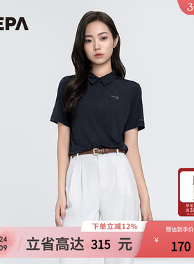 NEPA耐葩24年春夏新品户外女士T恤凉爽简约休闲翻领短袖7K45211