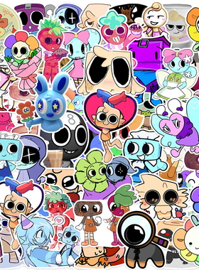 50张新品Dandy's World贴纸丹迪的世界游戏周边贴纸笔记本相框画手账本保温杯吉他衣柜收纳箱拉杆箱pvc贴画