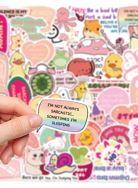 50张Pink Sarcastic Meme跨境装饰DIY手账文具行李箱笔记防水贴