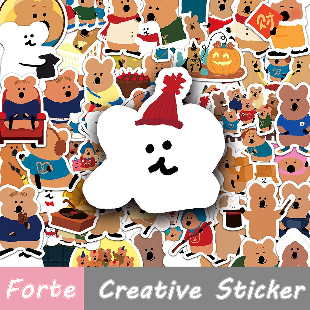 韩国可爱松饼小熊ins卡通无痕贴纸手账电脑手机大装饰贴画