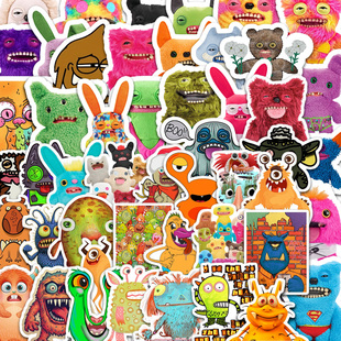 50张创意fuggler福格勒牙齿怪物怪兽贴纸卡通可爱搞笑表情包贴纸电脑手机壳笔记本装饰贴画