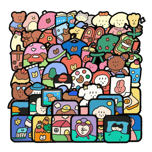 50张小表情盒子装饰涂鸦贴纸韩系