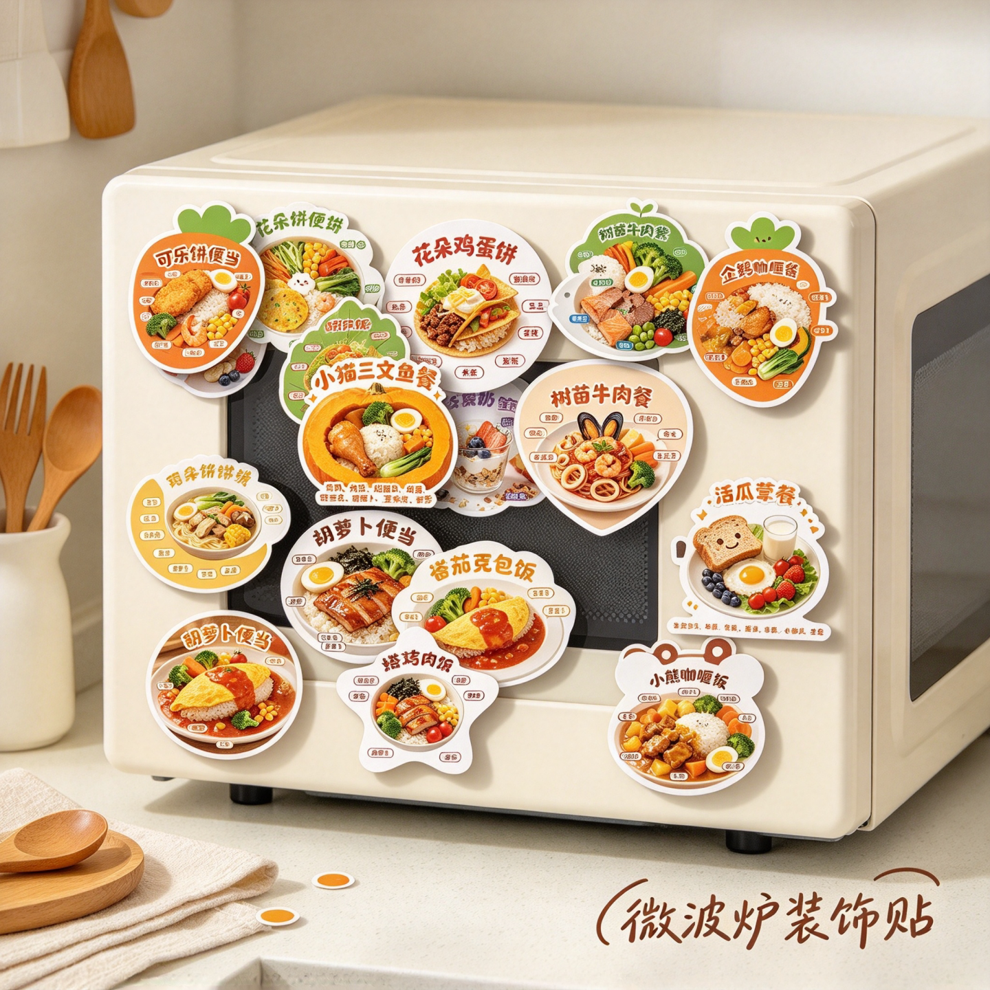 儿童营养餐对吃饭感兴趣冰箱贴纸