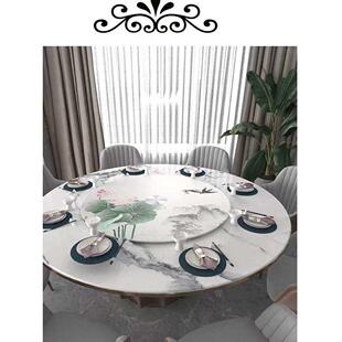 彩色圆桌面旋转盘圆形家用大圆台面底座园饭桌钢化玻璃餐桌旋转台