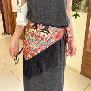 半身裙腰封裙女款韩版感叠穿罩裙配裙子屁帘流苏腰饰腰带装饰潮黑