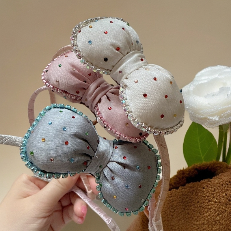 韩系甜美米色彩钻蝴蝶结发箍女少女心日常外戴不勒头百搭头饰头箍