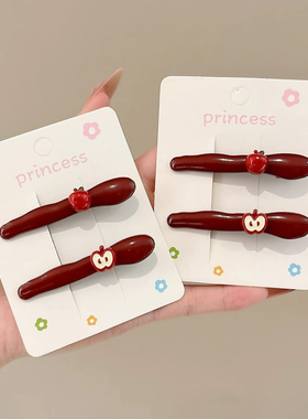 韩国可爱小苹果刘海发夹女新款发卡安可拉红高颜值侧边鸭嘴一字夹