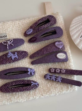韩式紫色系布艺发夹高级感三角bb夹时尚百搭侧边夹碎发刘海夹发饰