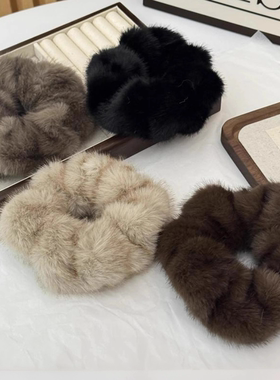 韩版仿水貂毛毛绒大肠发圈丸子头发绳女扎发橡皮筋高弹力头绳头花