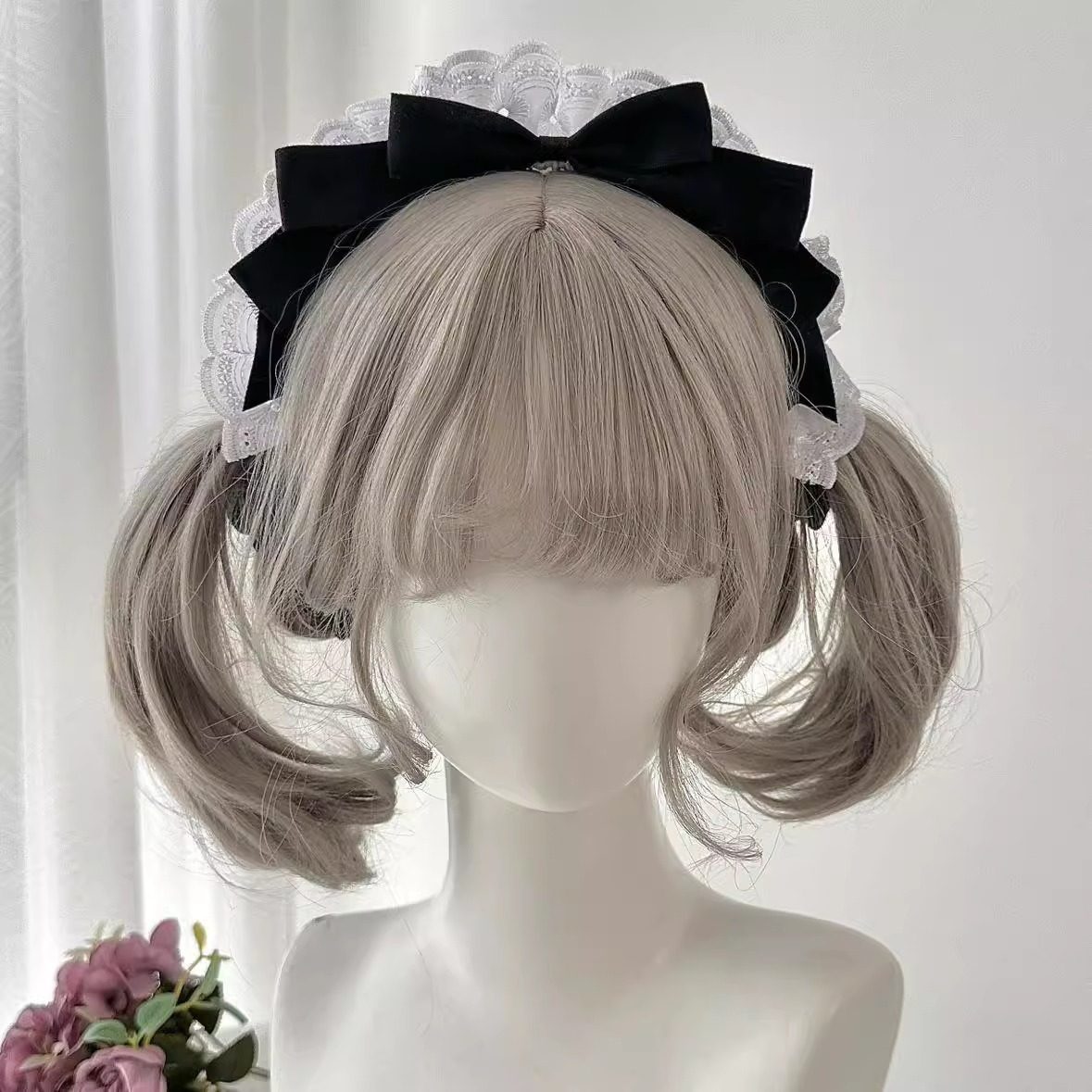 doll感Lolita发箍复古cos女仆黑白发饰可爱洛丽塔蝴蝶结头箍