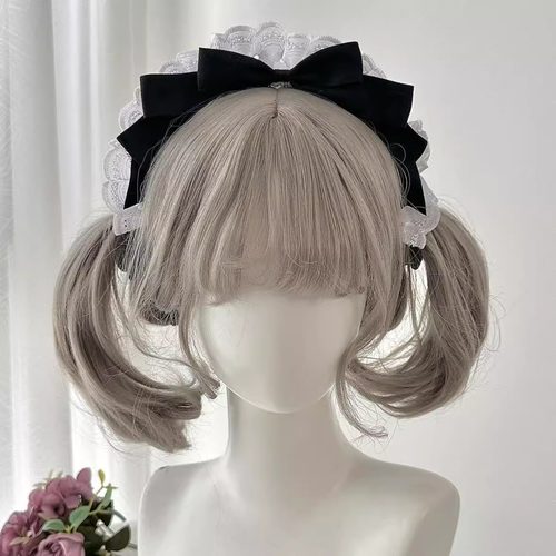 doll感Lolita发箍复古cos女仆黑白发饰可爱洛丽塔蝴蝶结头箍