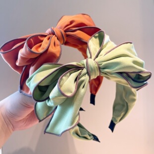 2025新款韩多层立体蝴蝶结发箍宽边头箍发卡气质发饰复古甜美