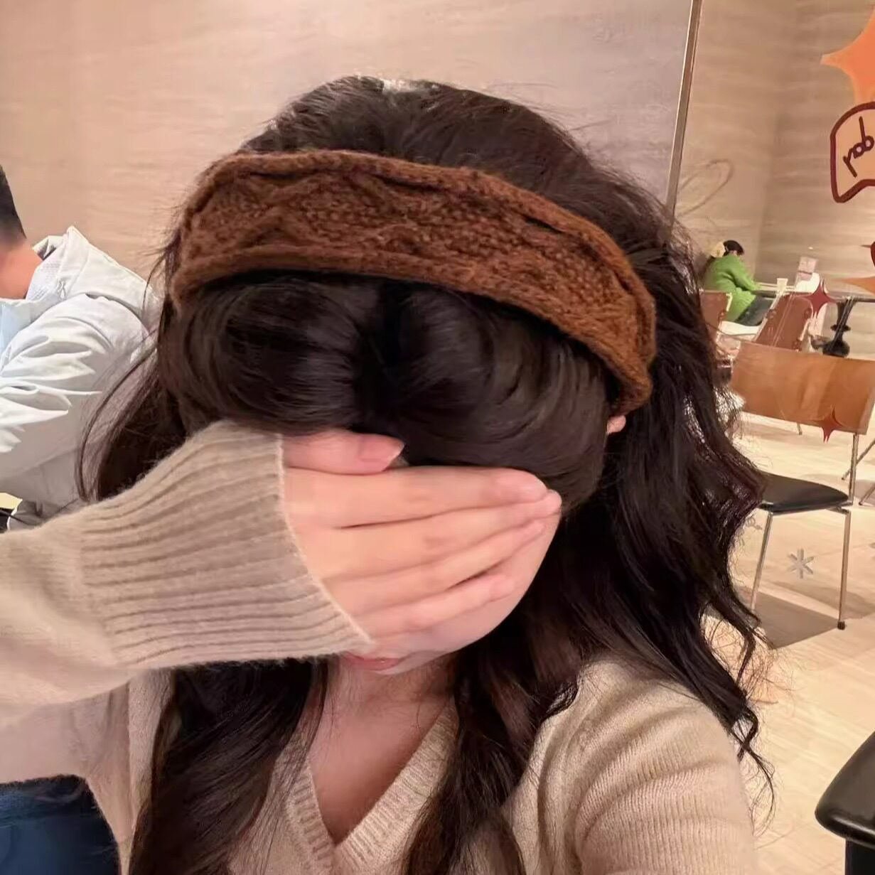 美拉德咖色宽边麻花针织发箍女韩系高级感百搭高颅顶发饰