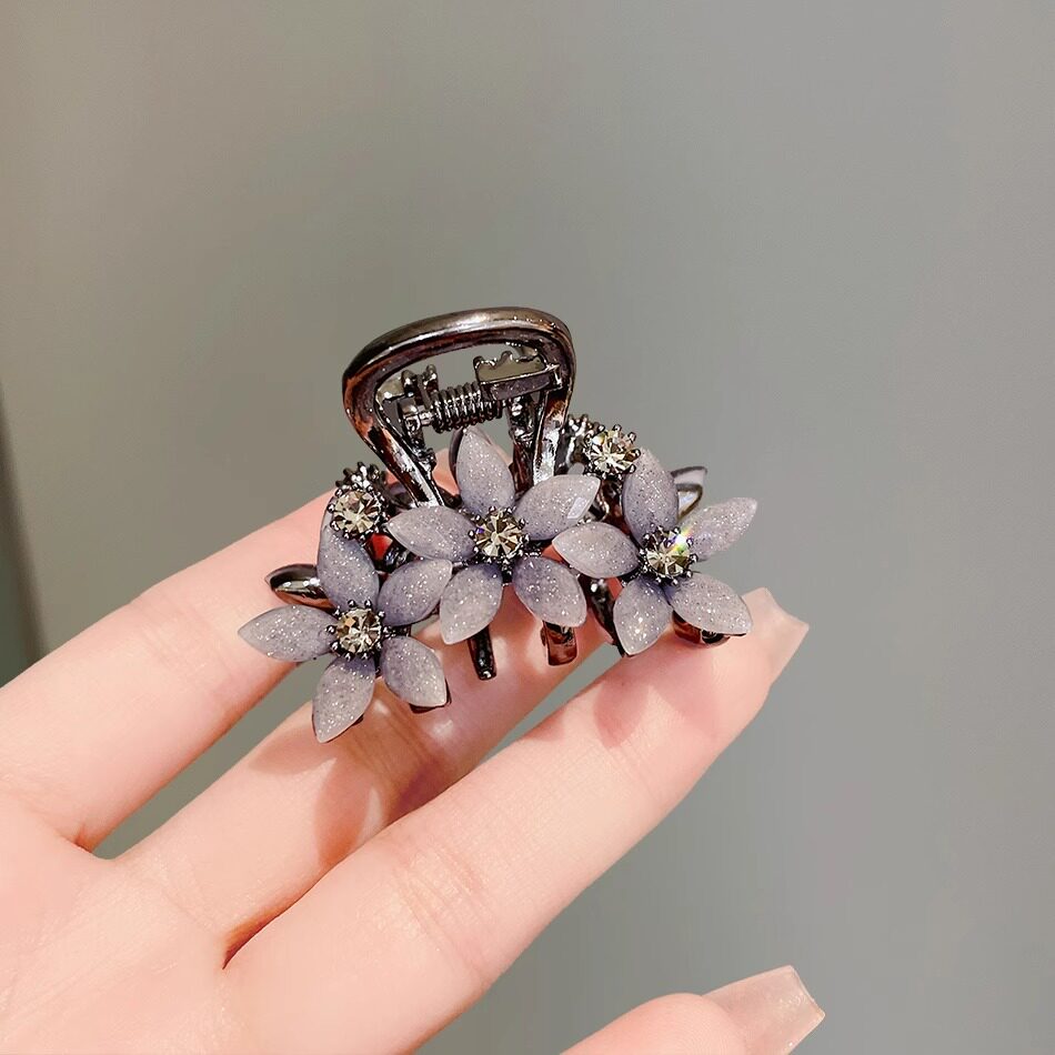 水钻琉璃花朵发夹女高级感抓夹小号精致鲨鱼夹后脑勺半扎发卡,饰品/流行首饰/时尚饰品新,发饰,淘宝优惠券,粉丝福利购,淘宝优惠卷