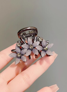 韩系水钻琉璃花朵小号抓夹半扎发