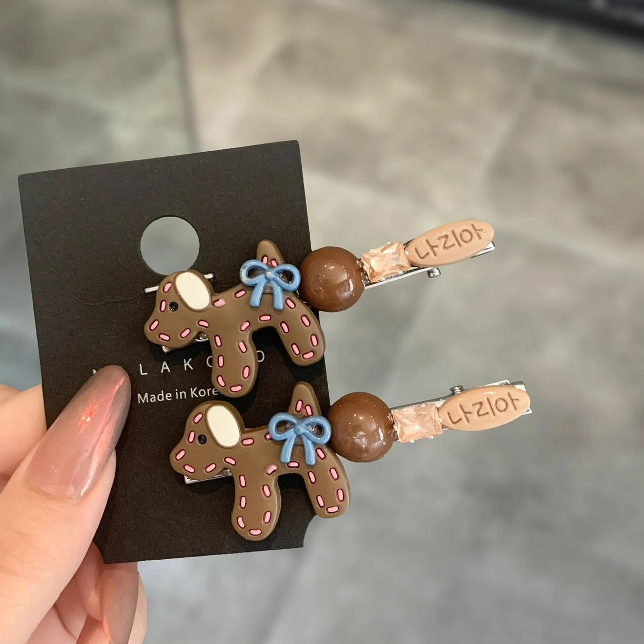 咖色小狗蝴蝶结发夹女边夹侧边发卡高端前额刘海夹子2025新款头饰