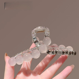 精致珠珠镶钻大号抓夹2025新款高级感后脑勺全盘发夹鲨鱼夹子头饰