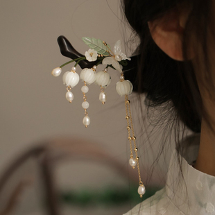 清冷感高级新中式古风铃兰花发簪流苏步摇钗子汉服发詹子气质发饰