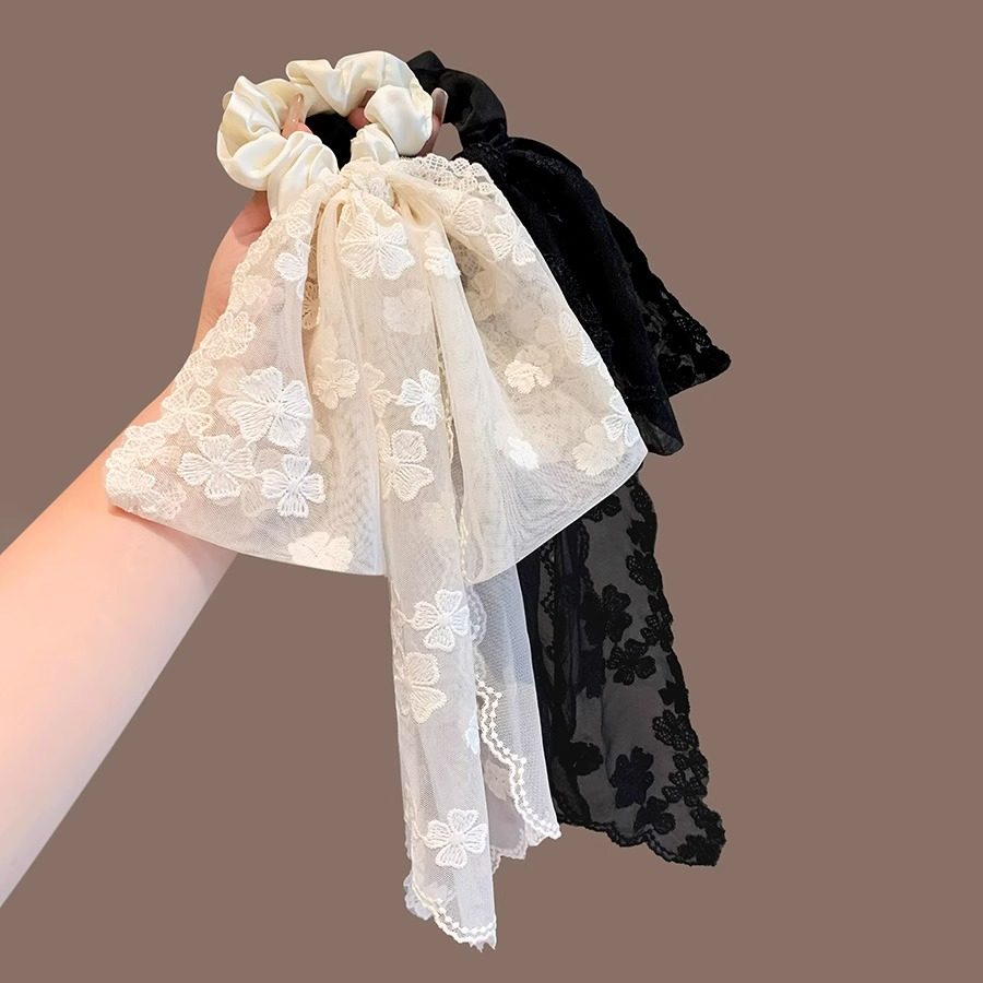 名狐法式蕾丝刺绣蝴蝶结低马尾发绳百搭氛围感发圈券后6.74元