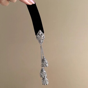 渔舟唱晚~流苏铃铛丝绒发夹女2025新款新中式复古碎发夹旅行发饰