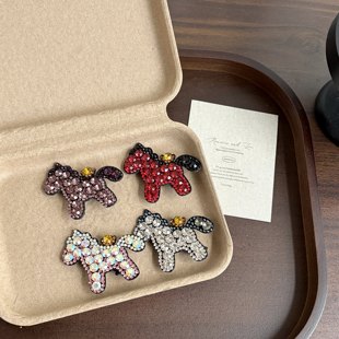 新年满钻元宝小马发夹高级感侧边发卡发饰个性时尚彩钻小夹子