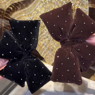 韩国东大门满天星丝绒蝴蝶结抓夹后脑勺盘发夹子头饰高级感鲨鱼夹
