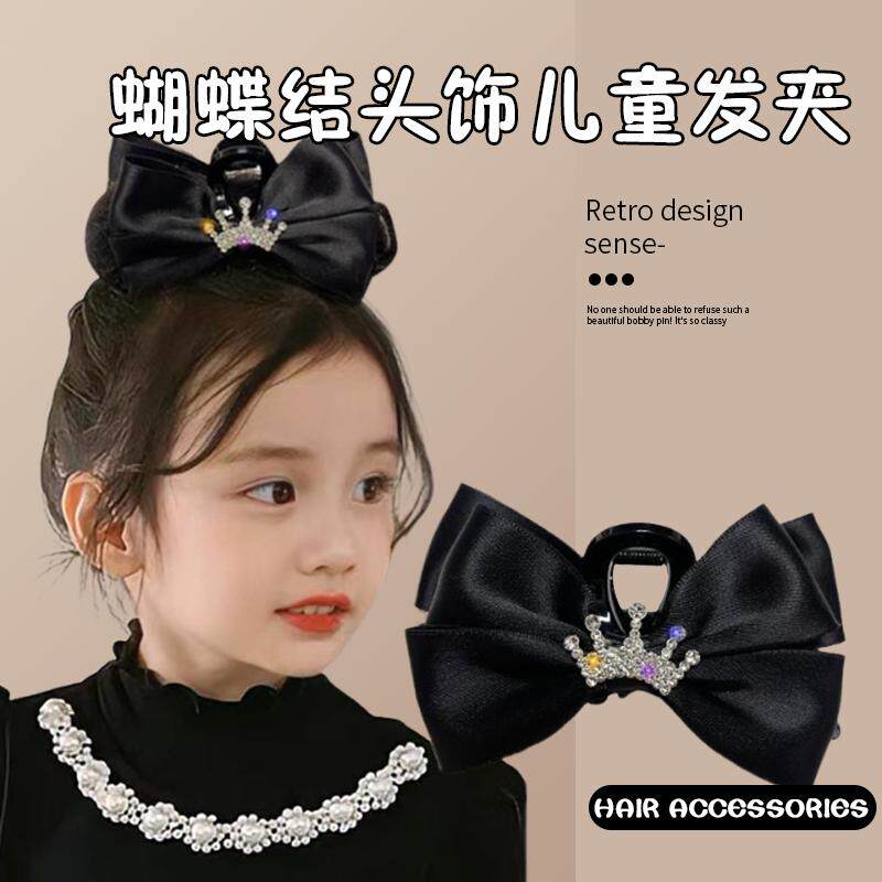 2025新品新款丝绒蝴蝶结大抓夹气质日韩百搭简约顶夹ins风女发饰