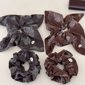 韩系咖色腰果花双层大肠发圈女慵懒风丸子头复古超大发饰头绳新款