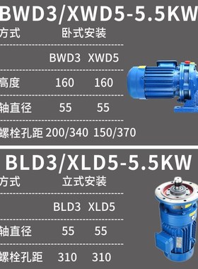 摆线针轮减速机电机一体bwd卧式摆针减速器Kxwd变速箱铜芯马达电