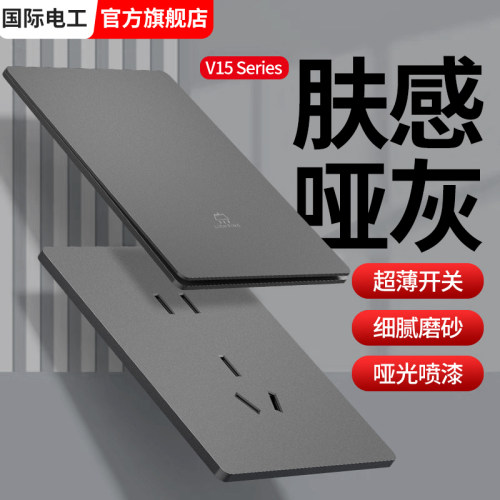 国际电工灰色超薄开关插座