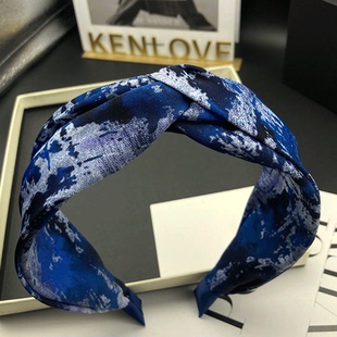 Kenlove原创设计亮蓝风发卡发箍女成人外出逛街头饰宽边压发头箍