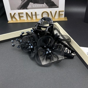 Kenlove高定原创设计大号发夹女款成人时尚黑色后脑勺盘发抓夹