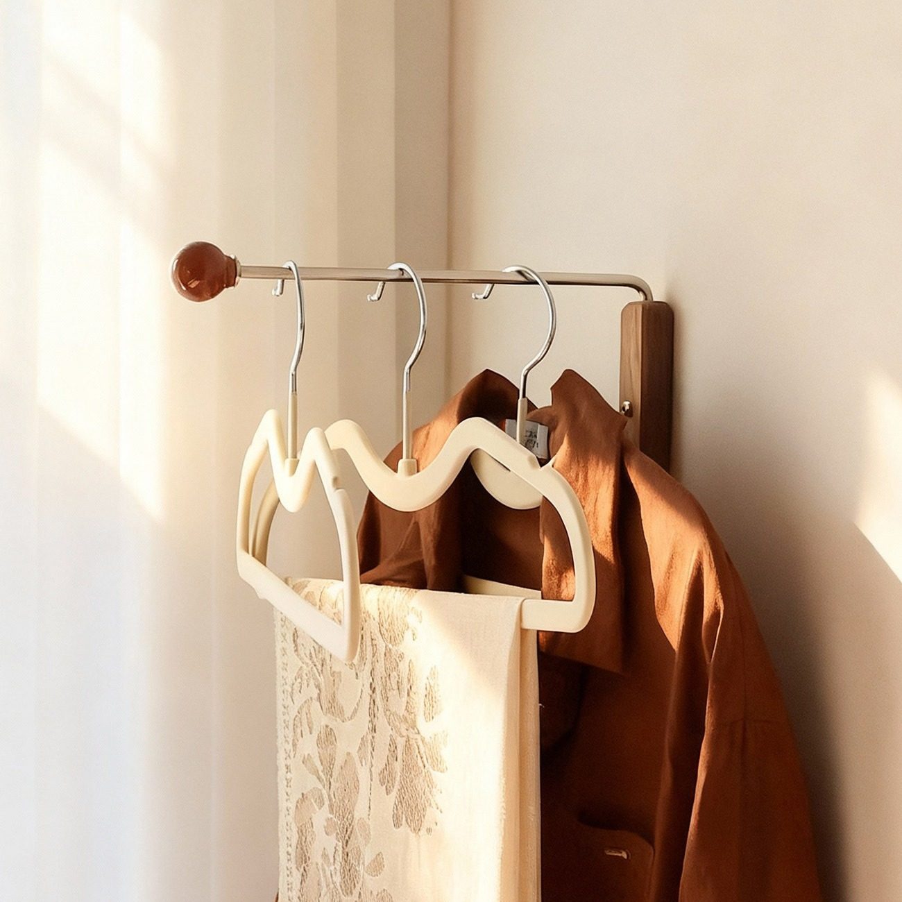 可旋转壁挂式挂衣架卧室次净衣收纳挂杆发箍窗帘挂钩省空间不绣钢