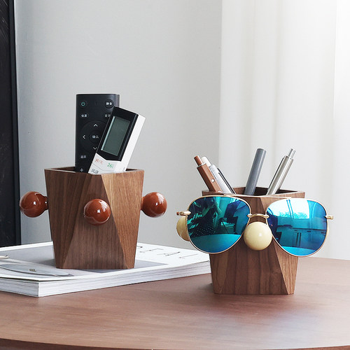 创意胡桃木笔筒眼镜收纳架