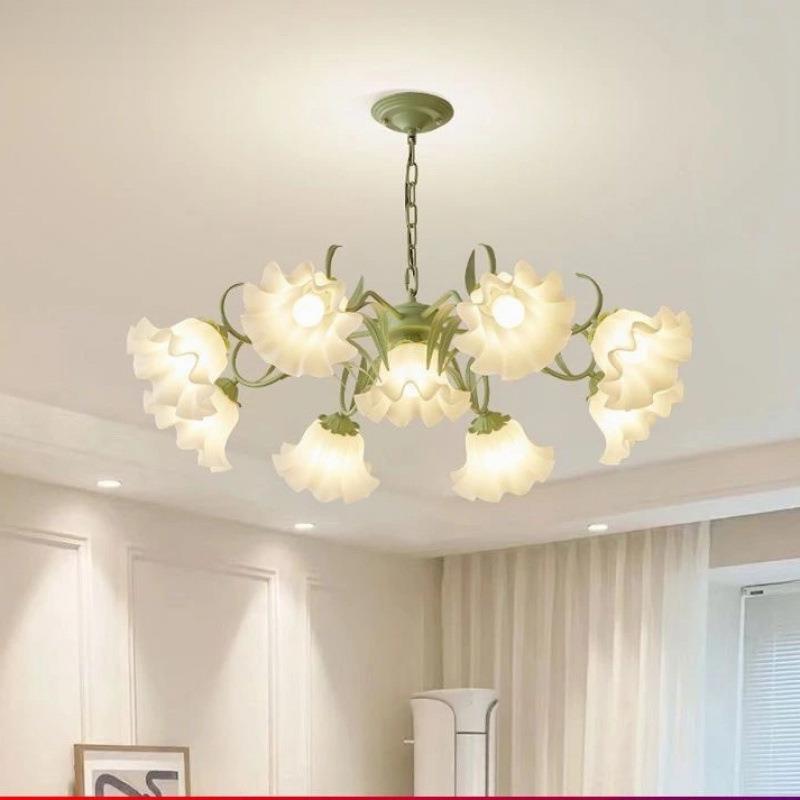 法式田园客厅吊灯创意网红铃兰花朵灯美式乡村复古灯具餐厅卧室灯