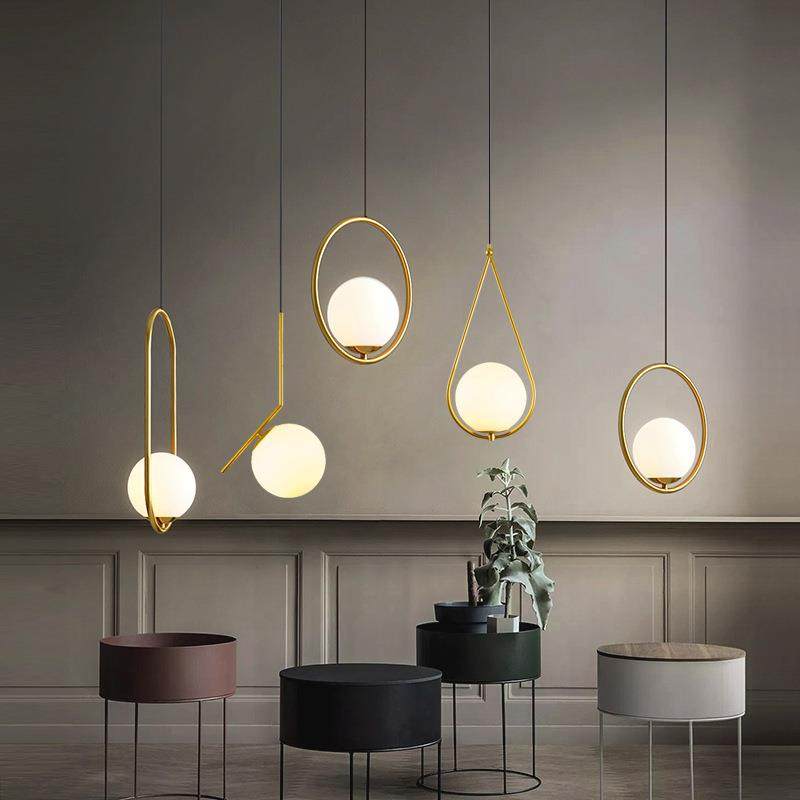 跨境北欧后现代金色小吊灯简约个性餐厅吧台单头过道玄关床头