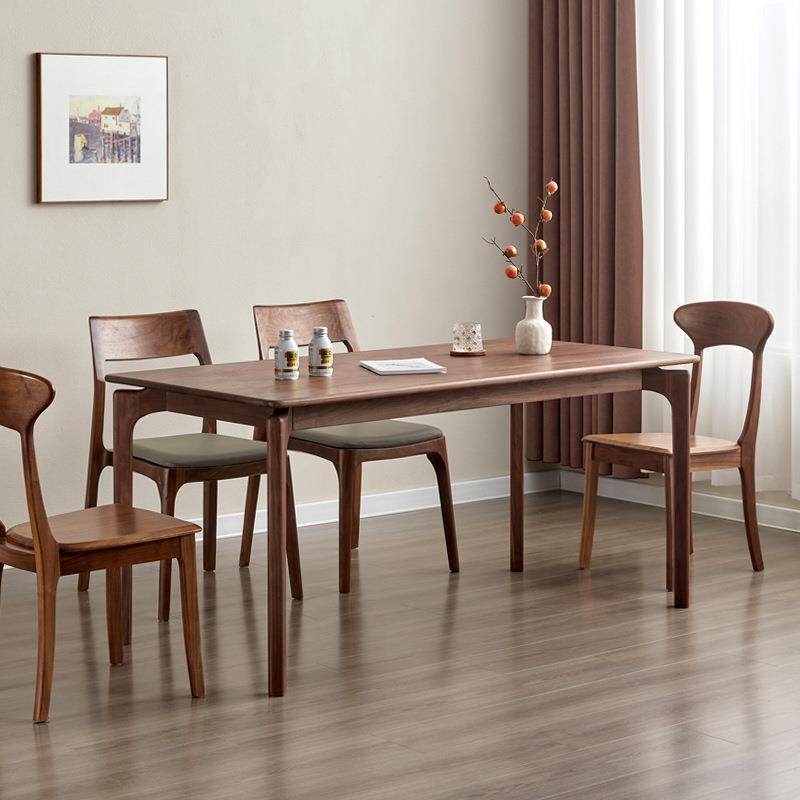 北美黑胡桃全实木餐桌现代简约樱桃木原木餐厅多功能大板桌吃饭桌