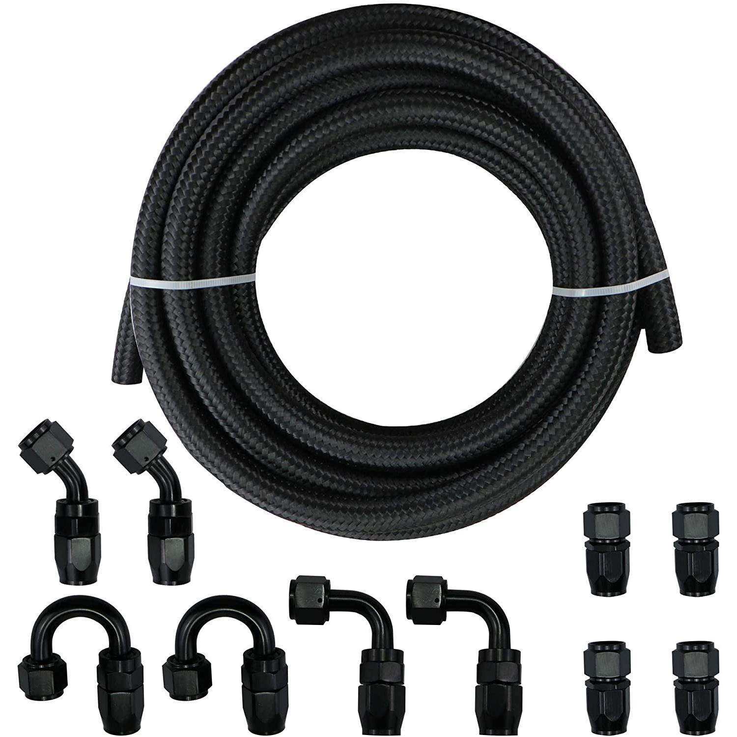 汽车改装20ftAN尼龙线编织油管燃油管橡胶油管油冷器油管接头套件