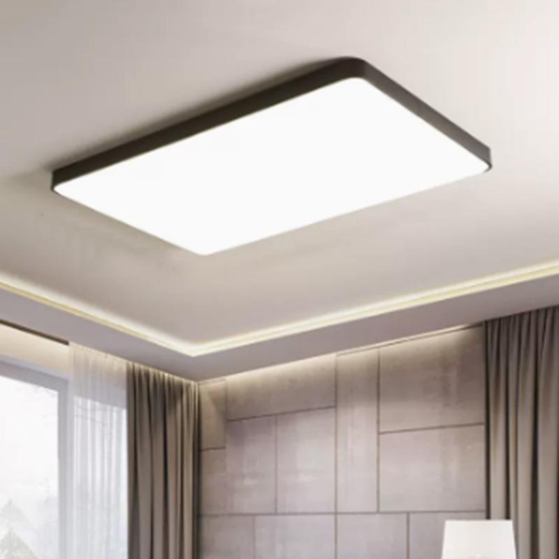 极简大气客厅方形吸顶灯简约卧室圆形黑白色超薄无极三色光调光灯