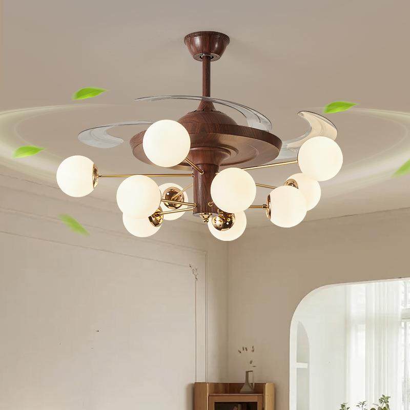 隐形风扇灯客厅大气一体吊扇灯卧室新中式风扇吊灯餐厅灯静音智能